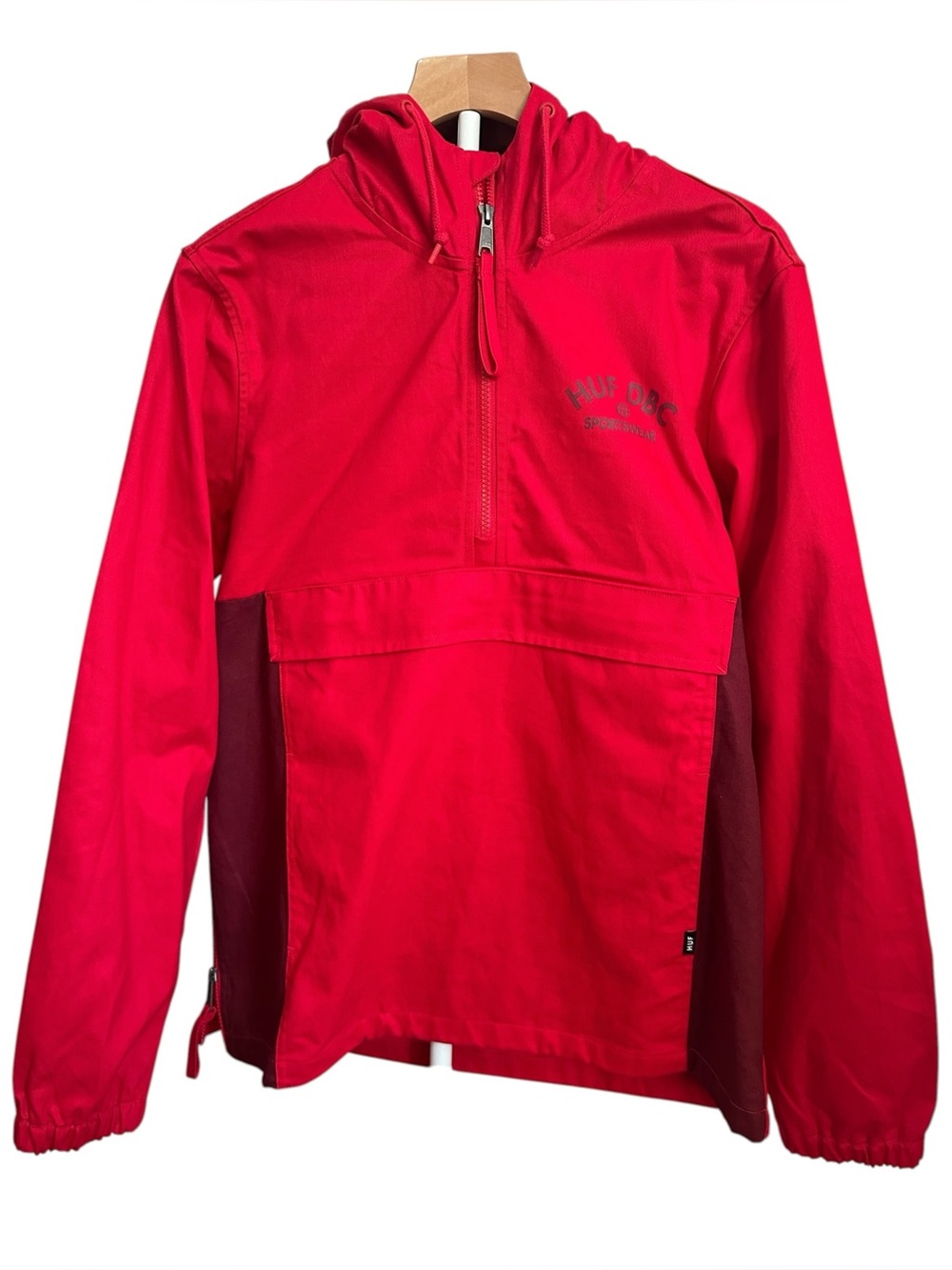 HUF DBC Sportswear Red Pullover Hooded Anorak Jacket Windbreaker S